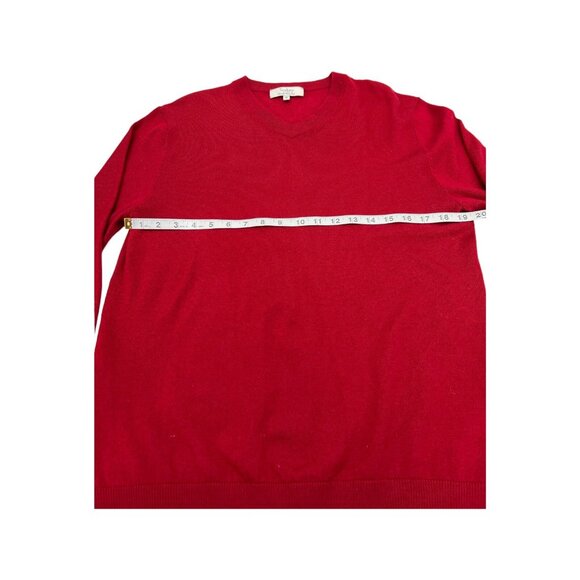 Turnbury Sweater Mens M Red Merino Wool V Neck Pullover Classic Holiday Office - Picture 4 of 6